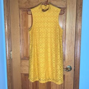 Society Girl L Golden Mustard Lacy Dress. Gorgeous!
